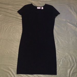 Black wool cap-sleeve dress